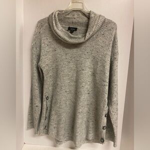 Alyx Speckled Gray Cowl Neck Sweater with Side Buttons